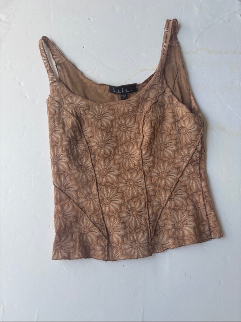 Vintage 90’s Nicole Miller Lace Corset Tank Top Brown Iconic Baddie Y2K Bustier - Picture 3 of 17